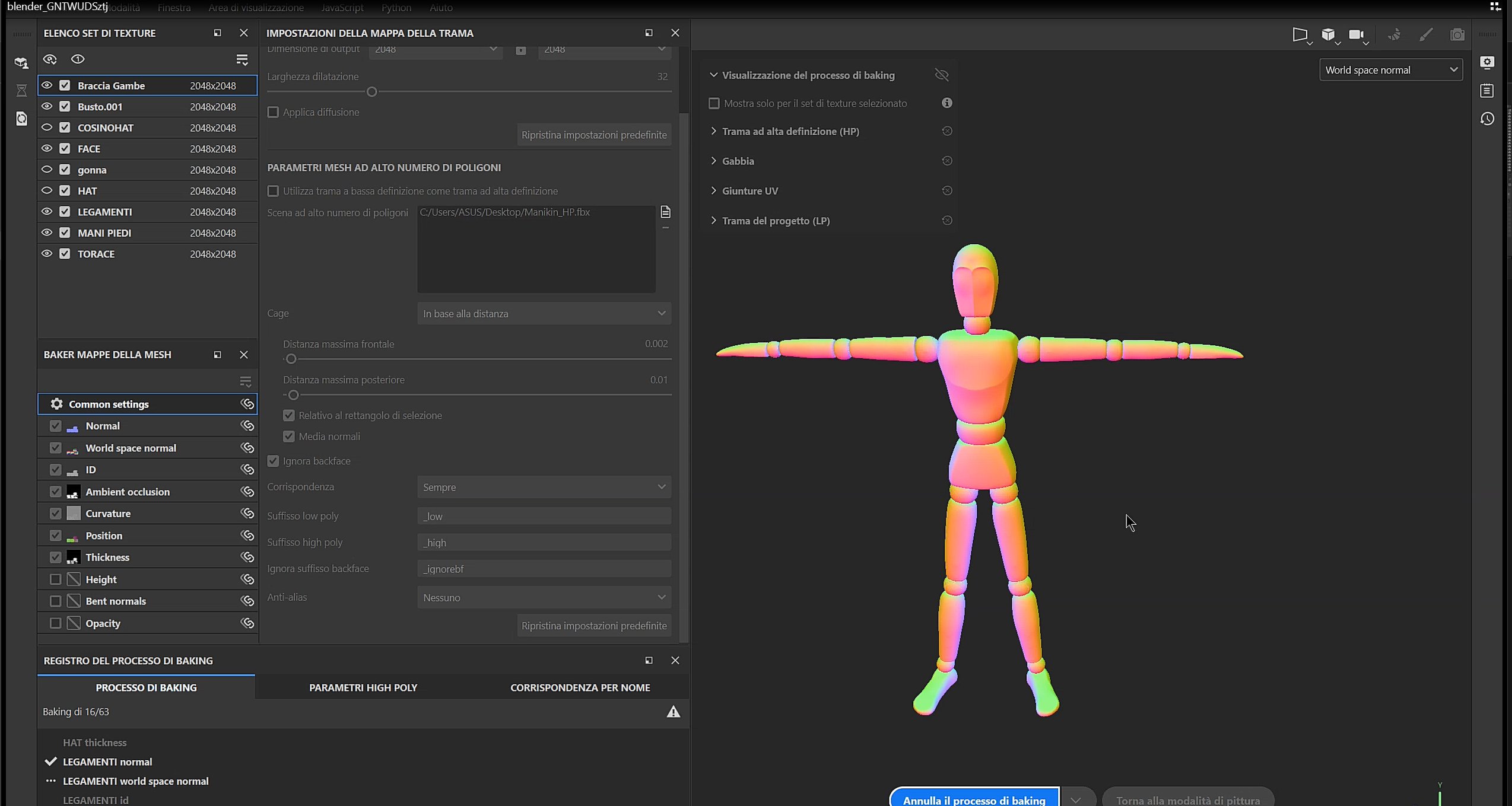 Baking delle texture in Substance Painter